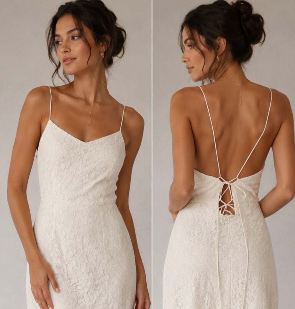 Aooksmery White Lace Midi Dress Size L